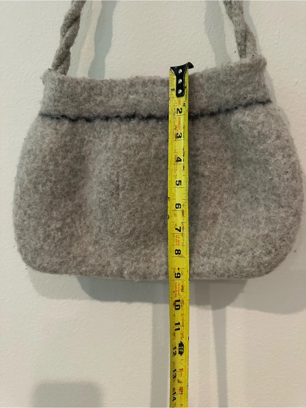Handcrafted Felted Wool Rosette Shoulder Bag – Heather Grey